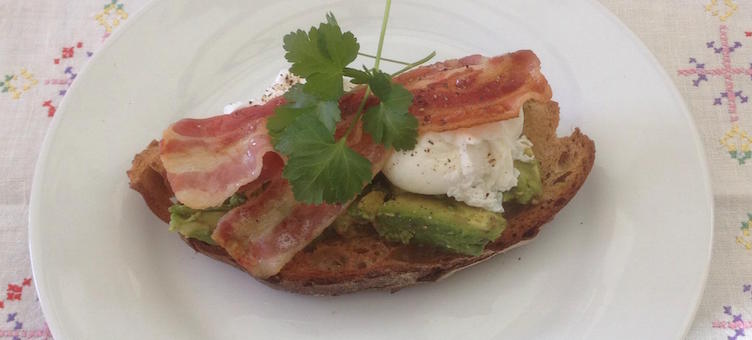 bacon, avocado and egg on toast